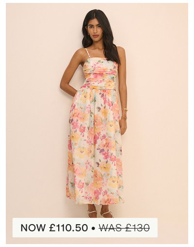 Pink Floral Bandeau Alice Midi Dress