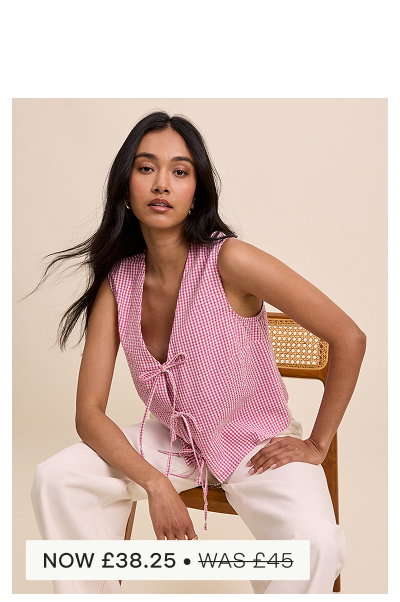 Pink Gingham Tie Front Tessa Top