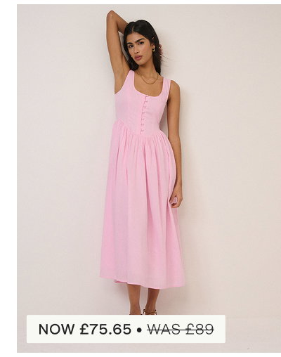 Pink Drop Waist Cora Midi Dress