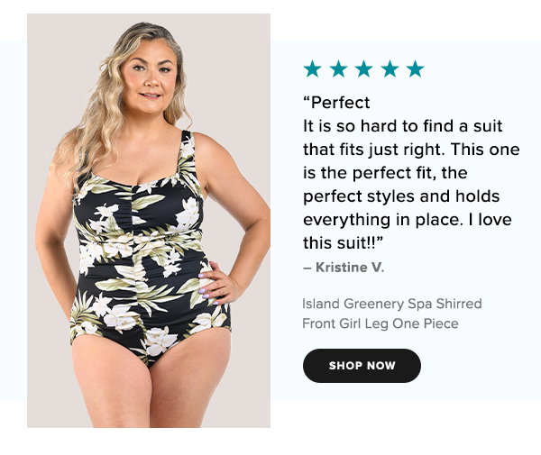 Island Greenery Spa Shirred Front Girl Leg One Piece