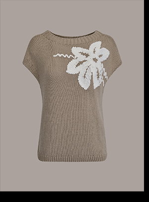 SLEEVELESS FLORAL SWEATER