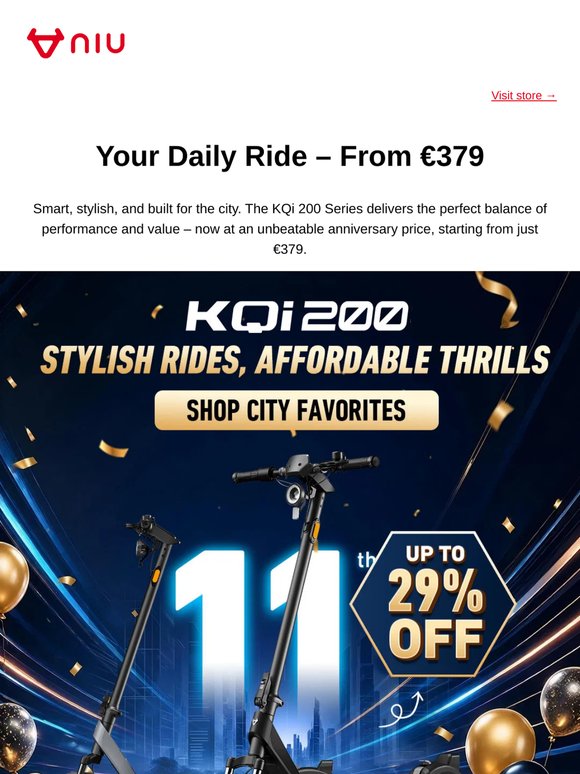 🎉 Anniversary: KQi 200 Series – Up to 29% Off Your Daily Ride