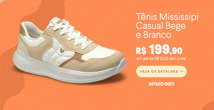 Tênis Mississipi Casual Bege e Branco