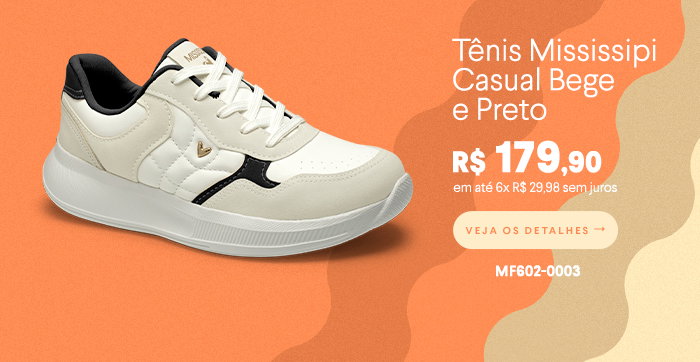 Tênis Mississipi Casual Bege e Preto