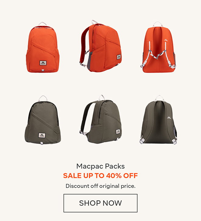 Up to 40% off Macpac Packs