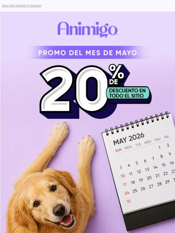 Promo del mes de mayo 🌸 20 % de descuento en todo el sitio