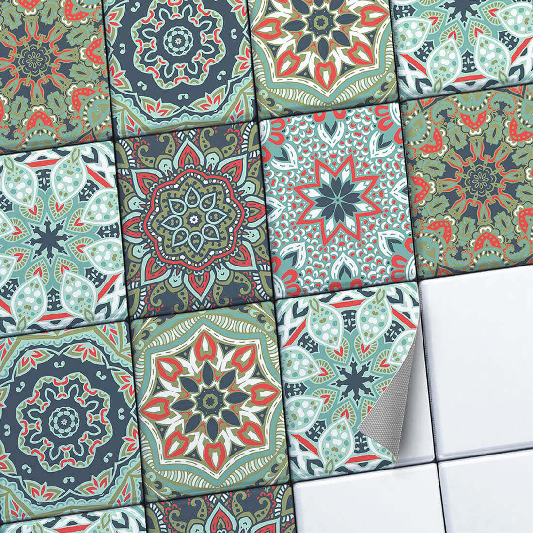 Image of Fliesenaufkleber Set [rechteckig] für Küche & Bad  - Design: Marokkanische Fliesen RIAD