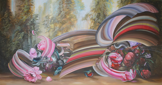 abstract painting of roses
