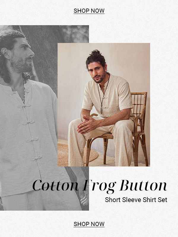 minimalist-cotton-frog-button-short-sleeve-shirt-set