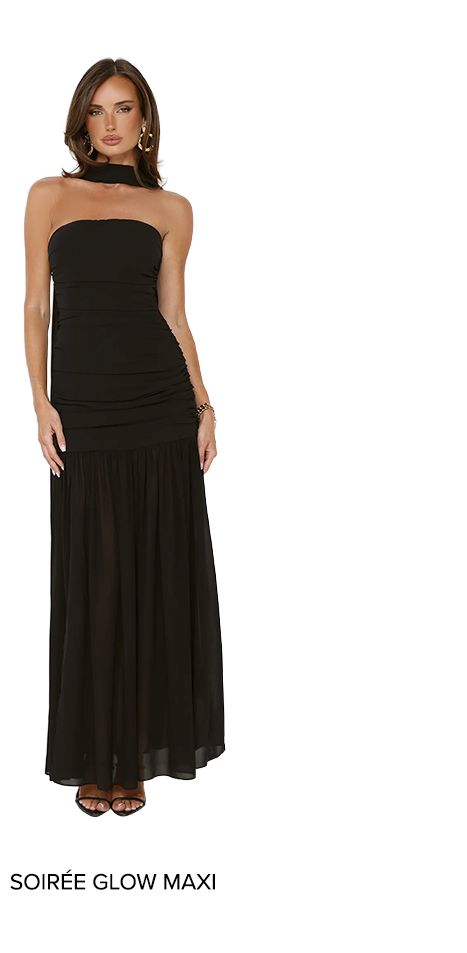Soirée Glow Strapless Maxi Dress Black
