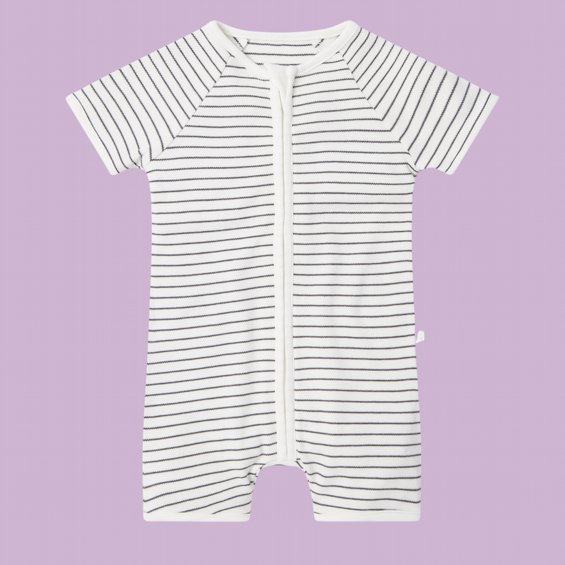 Zip Summer Sleepsuit - Grey Stripe