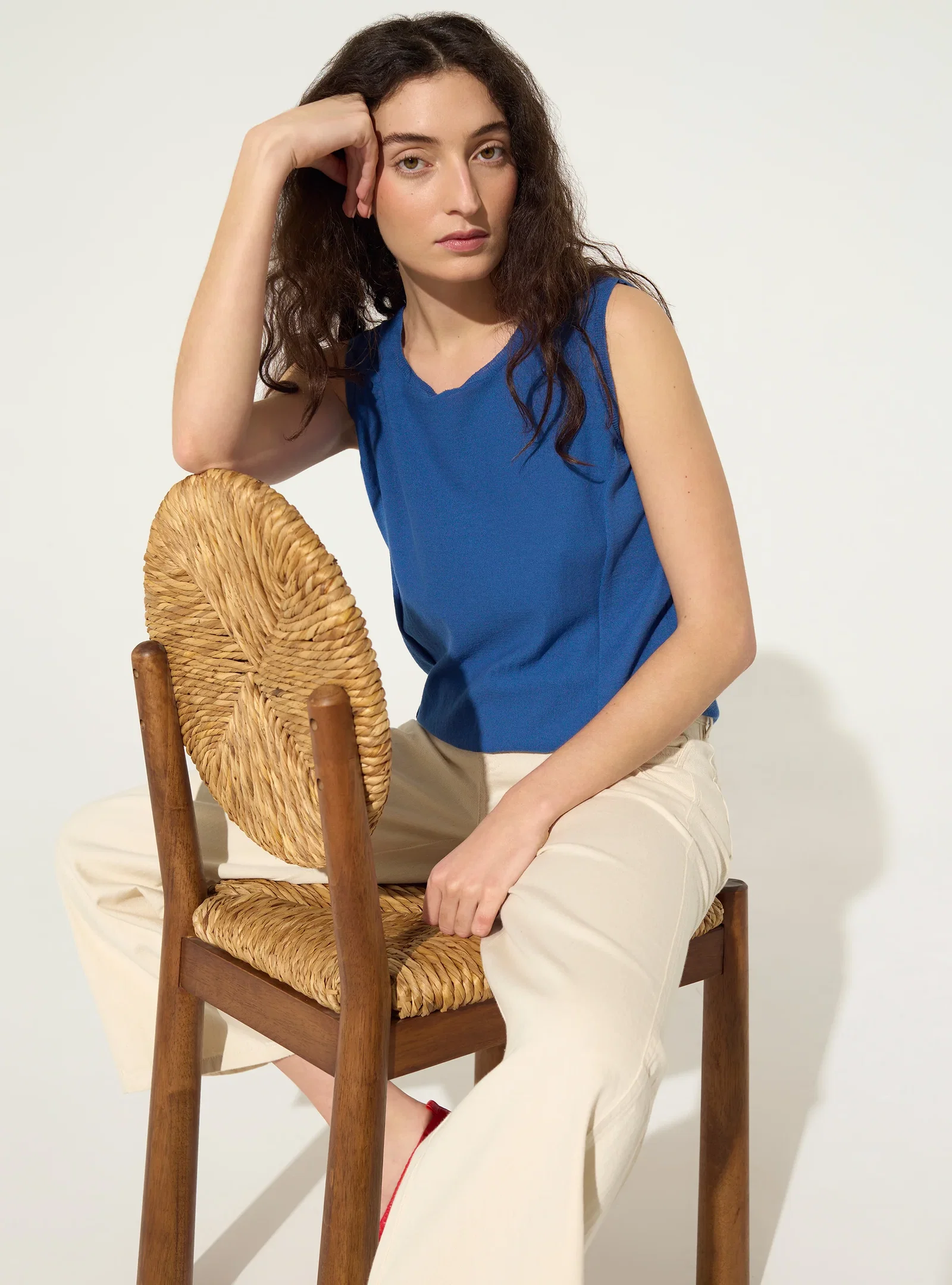 Image of Débardeur en coton bleu