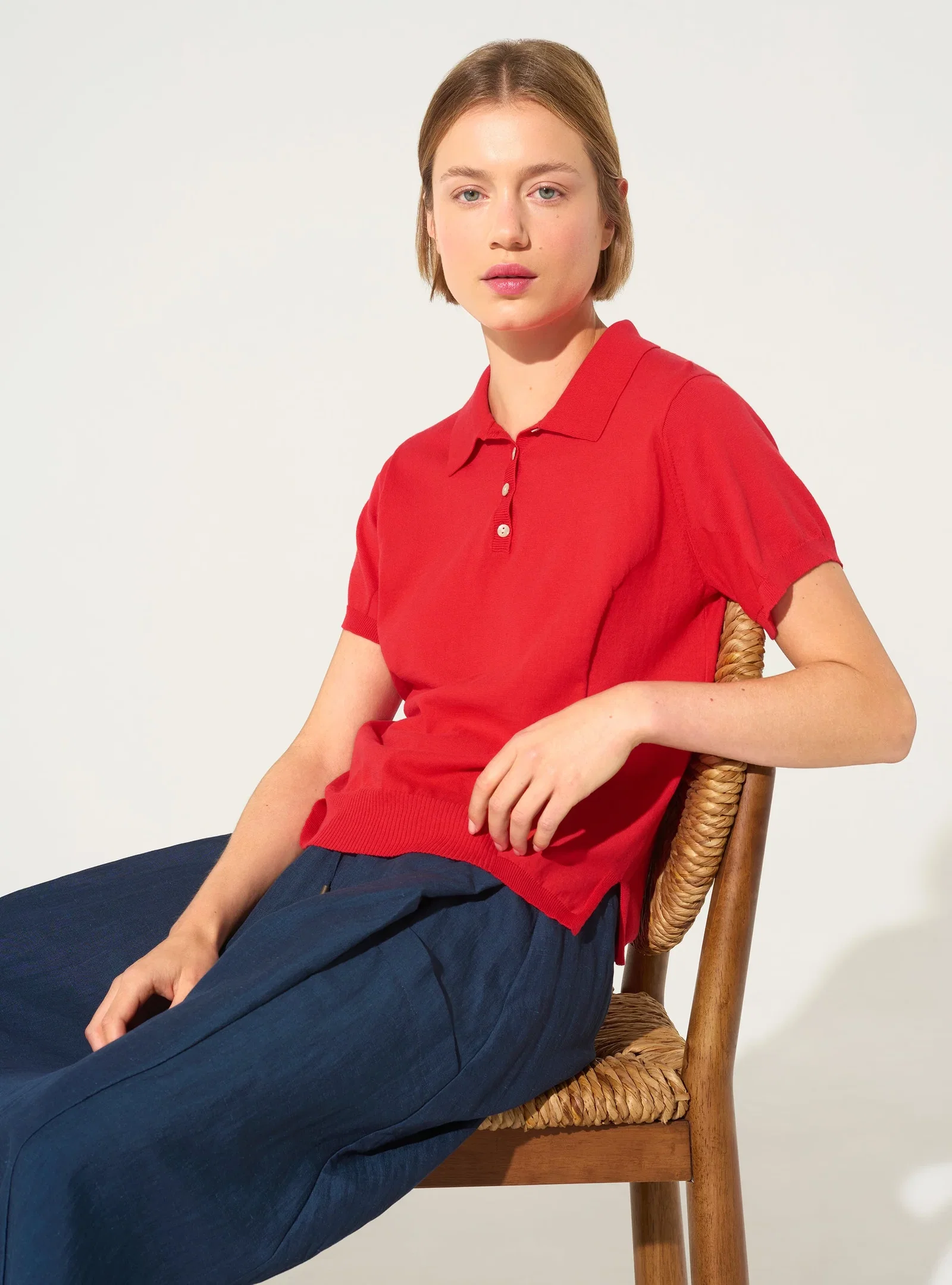 Image of Polo en coton biologique rouge