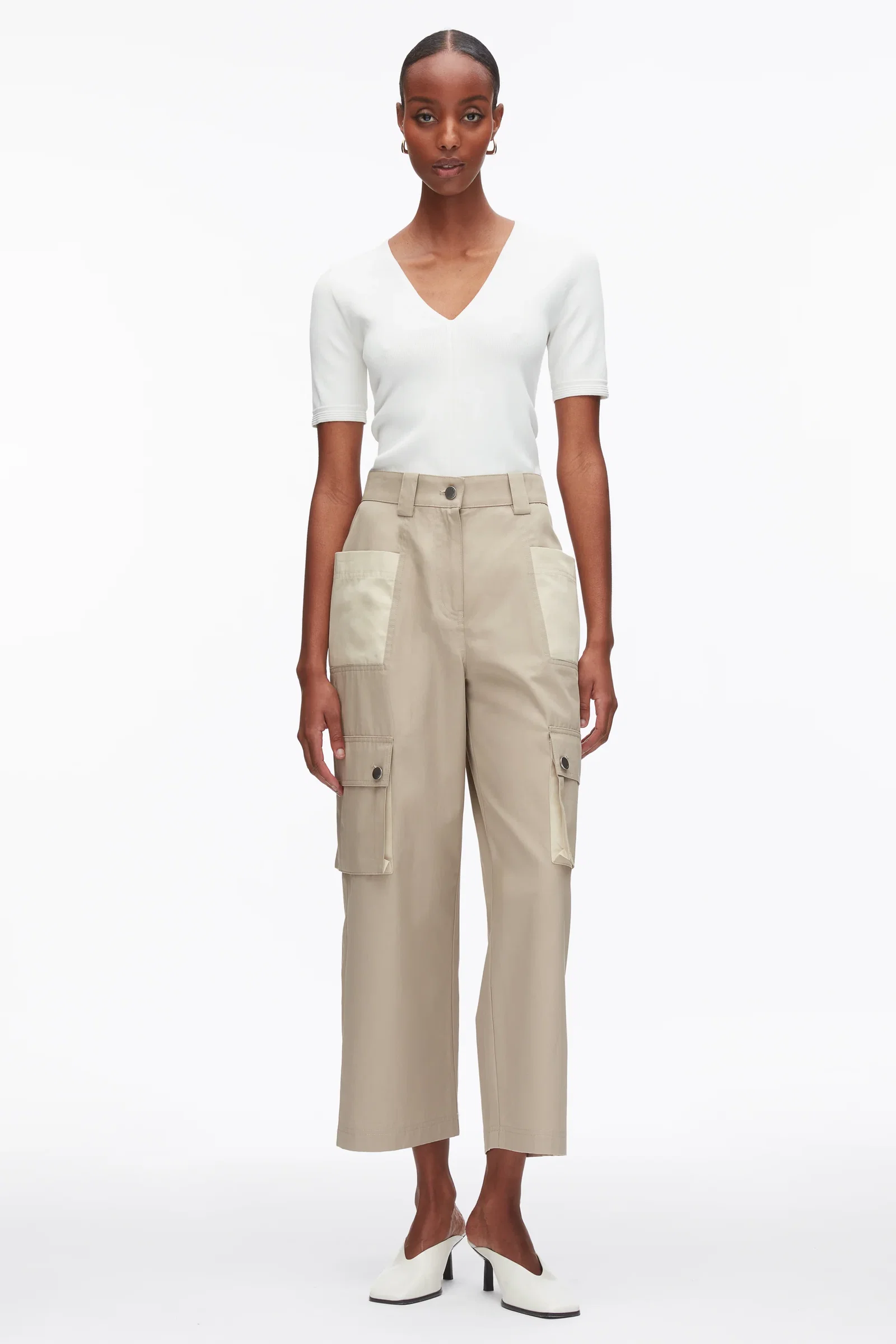 Image of Two-Toned Cropped Cargo Pants