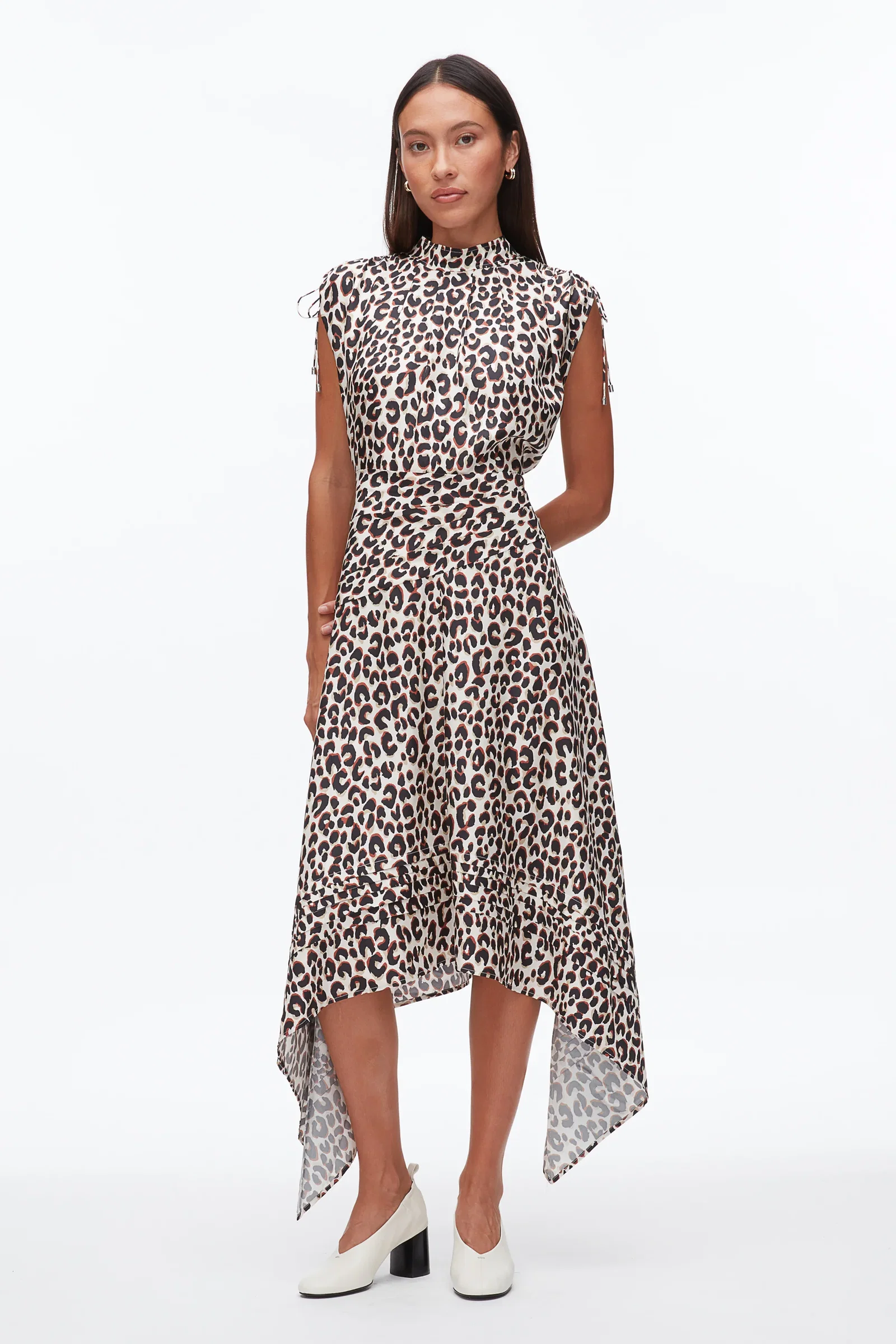 Image of Leopard Ruched Handkerchief Dress