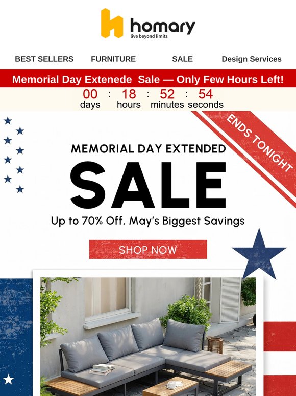 ⏳Last Chance: Memorial Day Extended Sale — Extra 12% Off, Up to 70% Savings!