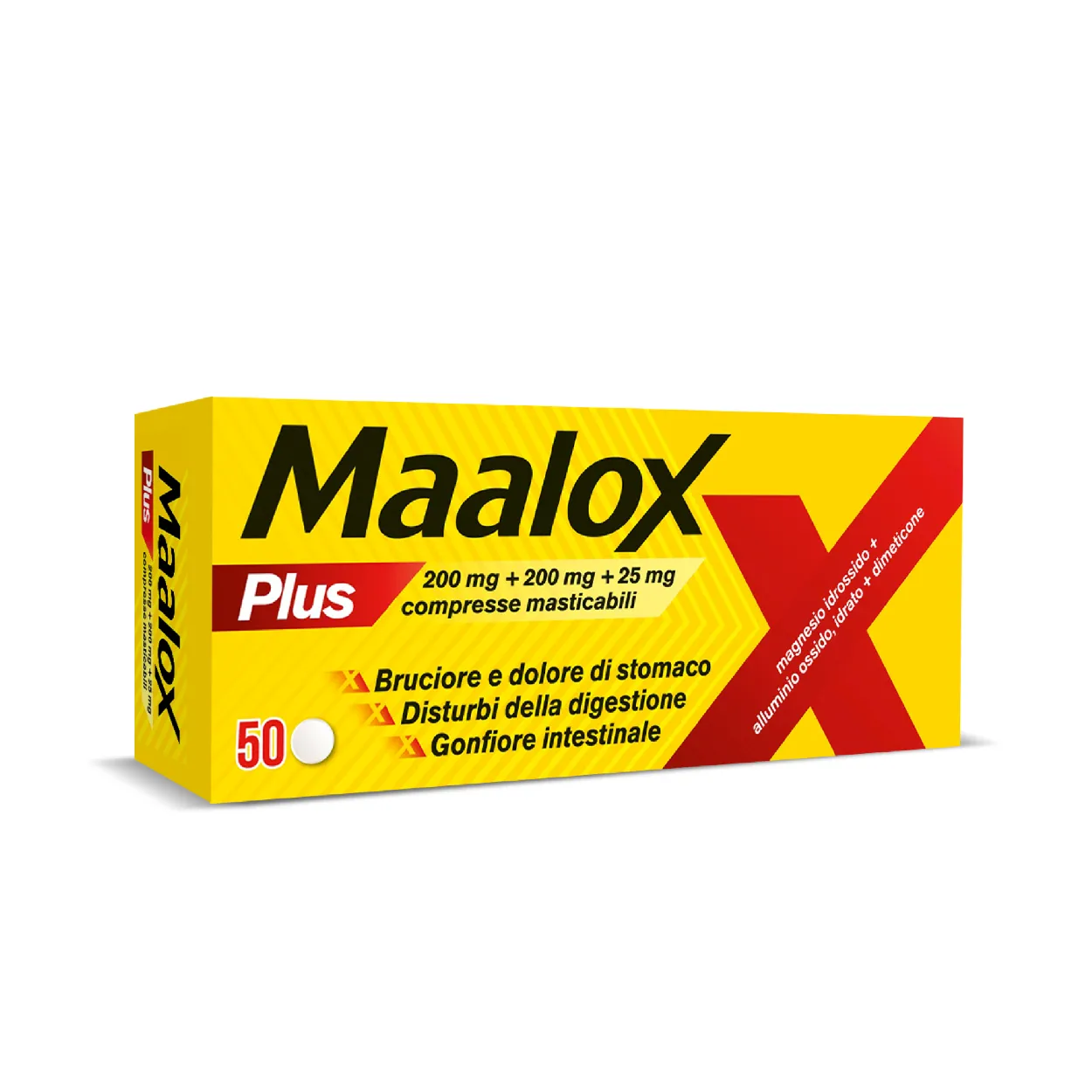 Maalox Plus Antiacido Antigonfiore 50 Compresse Masticabili