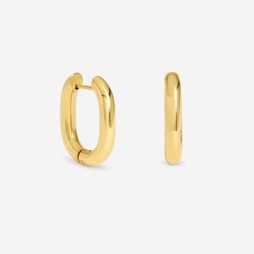 Jon Richard Gold Plated Waterproof Retangle Hoop Earrings