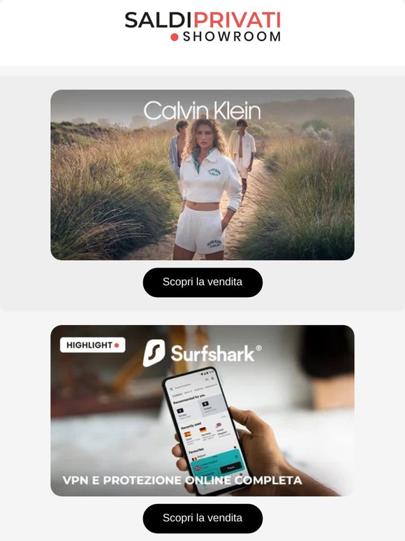 Ciao —: CALVIN KLEIN, CHAMPION, GANT e 15 nuove vendite oggi online