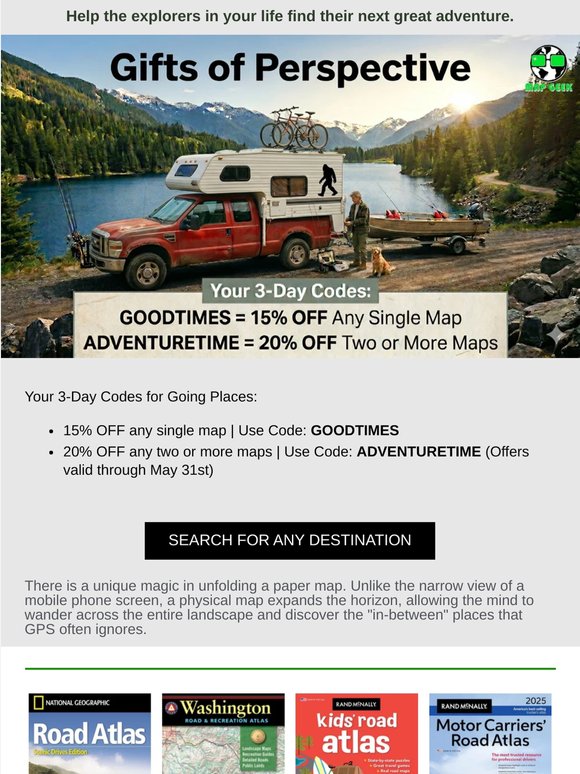 The gift of going places, your 3-day codes(Plus 20% off!)
