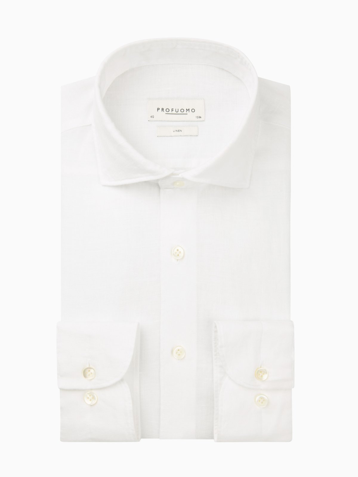 Unifarbenes Leinenhemd mit Haifischkragen, Slim Fit