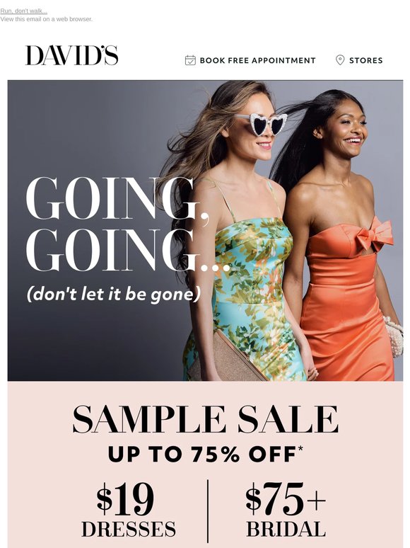 $19 dresses! Sample Sale ends soon
