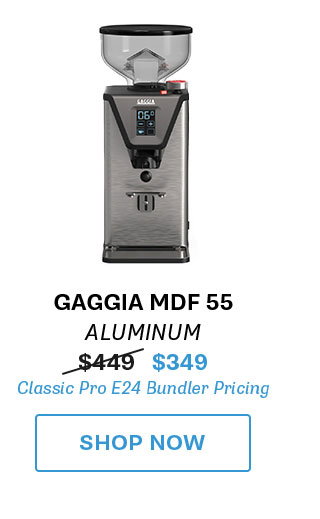 Gaggia MDF 55 in Aluminum with Pricing Markdown if bought in the bundler with the E24