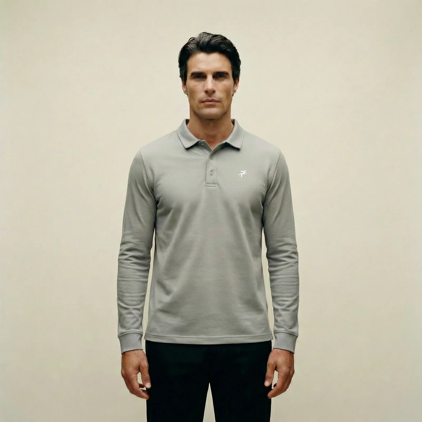Image of Cumulus Long Sleeve Polo - Frost Gray