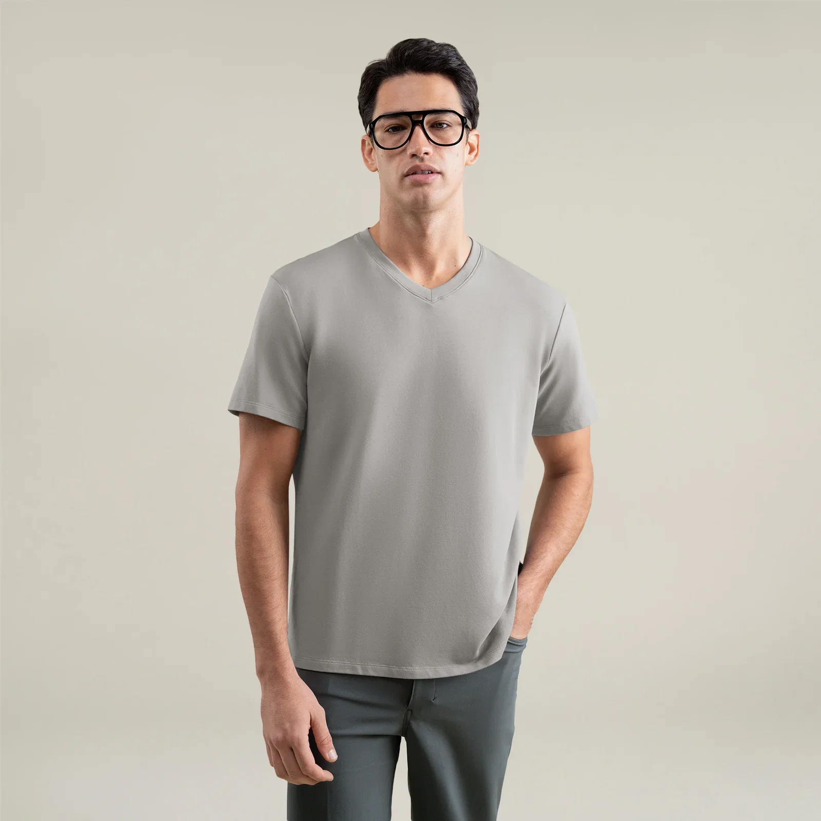 Image of Cumulus V-Neck T-Shirt - Frost Gray