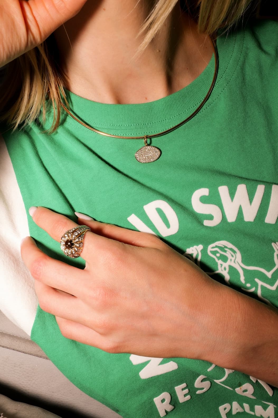 Evie Wearing the Aurora Cocktail Ring