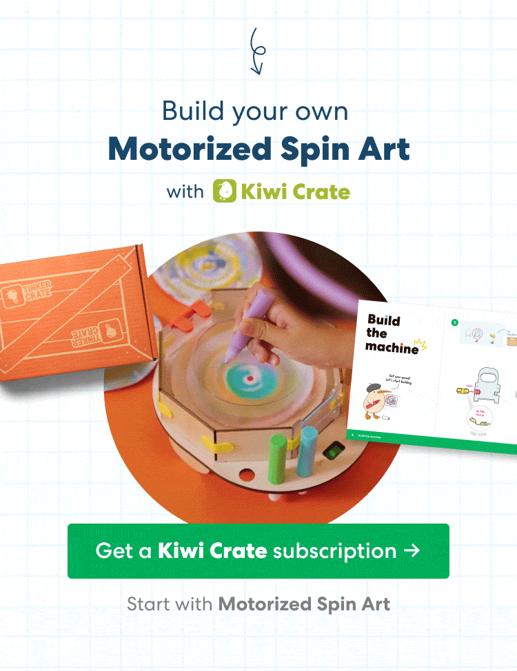 Build your own Motorized Spin Art with Kiwi Crate! Get a Kiwi Crate subscription and start with Motorized Spin Art.