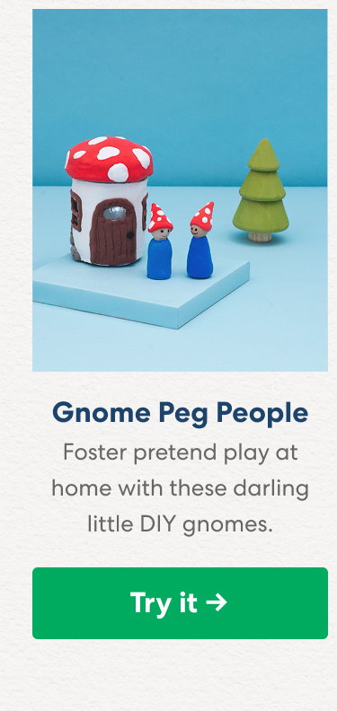 Gnome Peg People: foster pretend play at home with these darling little DIY gnomes.