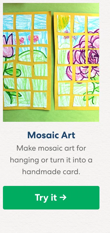 Mosaic Art: Make mosaic art for hanging or turn it into a handmade card.