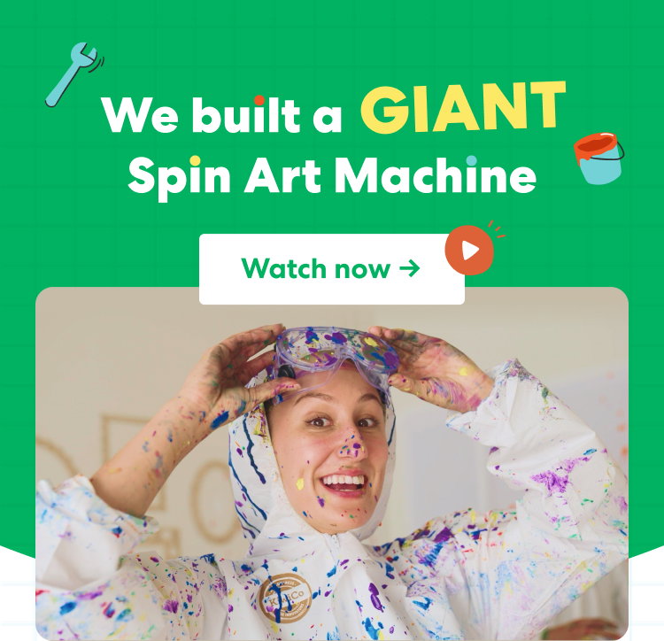 We built a GIANT Spin Art Machine! Watch now.