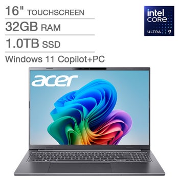 Acer Aspire 16-inch AI Copilot+ PC Touchscreen Laptop with Intel Core Ultra 9 Processor