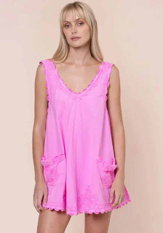 Image of Poplin Low Back Dress Hibiscus