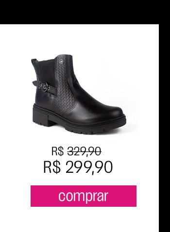 Bota Dakota de Cano Curto em Couro Preta