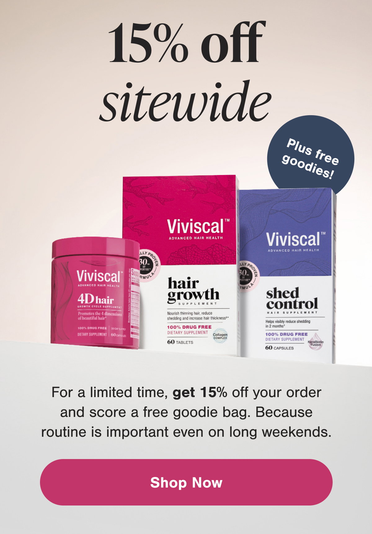 15% off plus 5 gift goodie bag