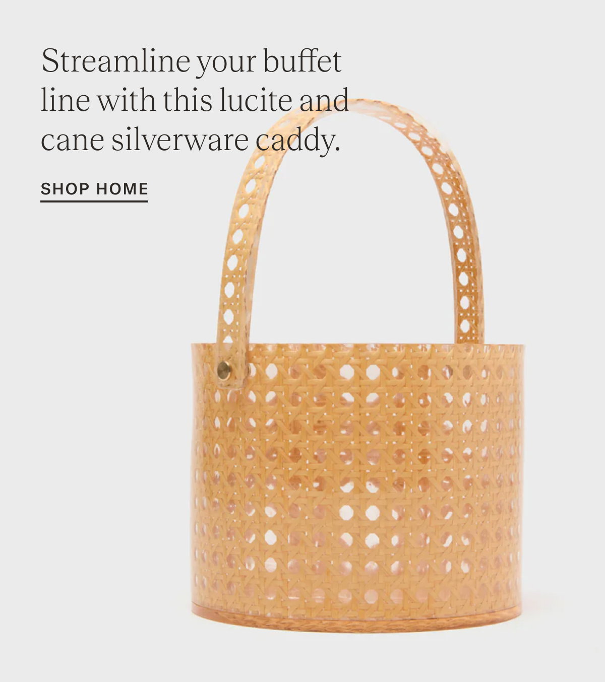 Lucite and Cane Silverware Caddy