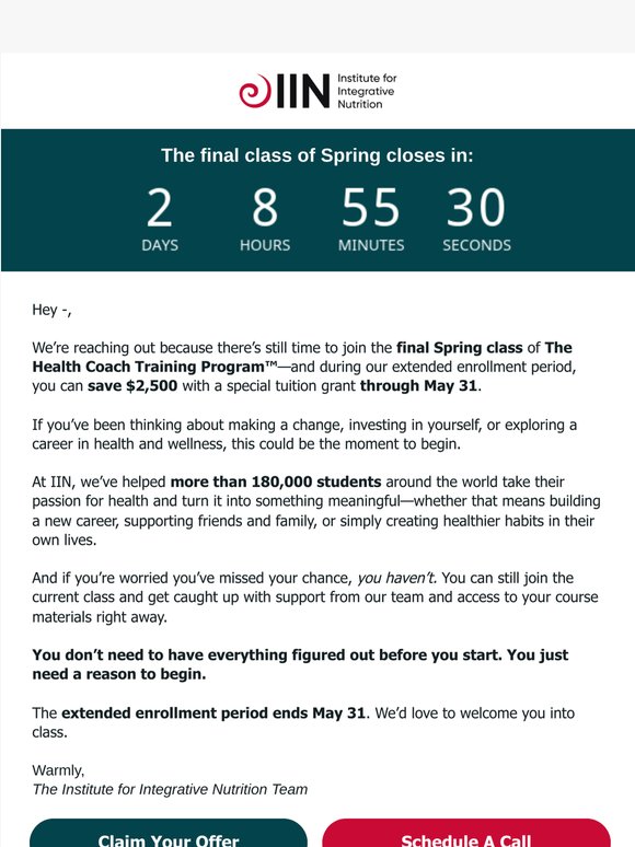 One More Chance to Start Health Coaching This Spring