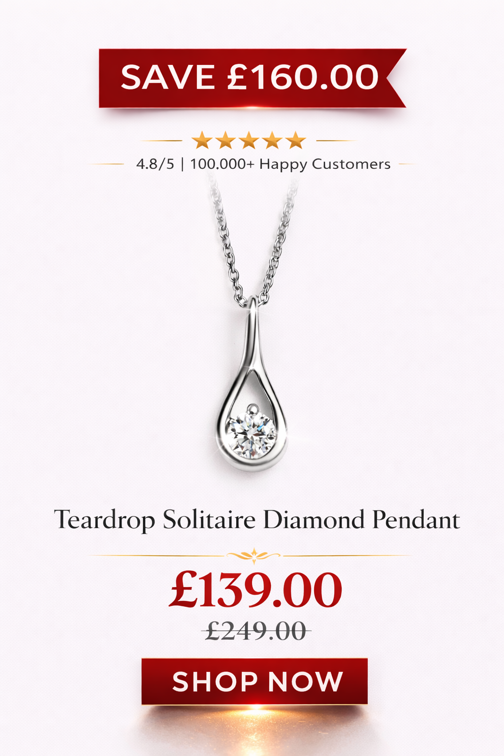 Teardrop Solitaire Diamond Pendant