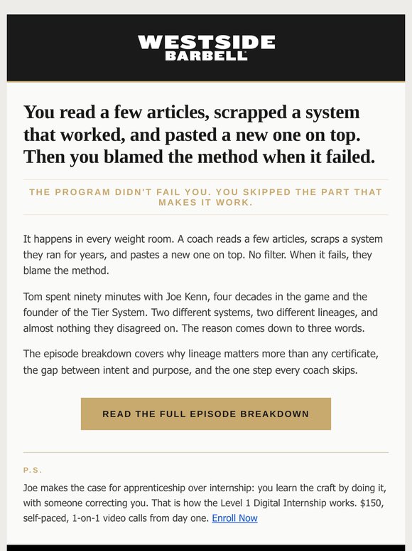 You copied the system. You never understood it.