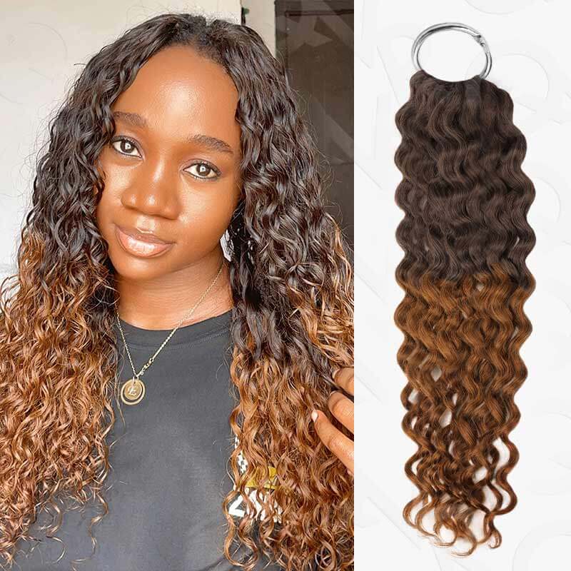 CLEARANCE SALE| #T2/30 Crochet Hair Water Wave Machine Made Feather Human Hair Extension