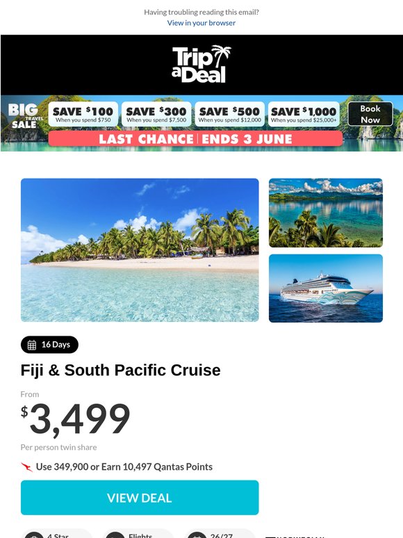 Cruise the world from $3499