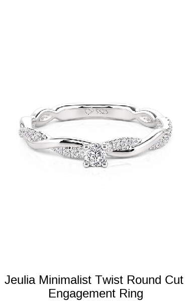 Jeulia Simple Twist Round Cut Gold Promise Ring Sterling Silver