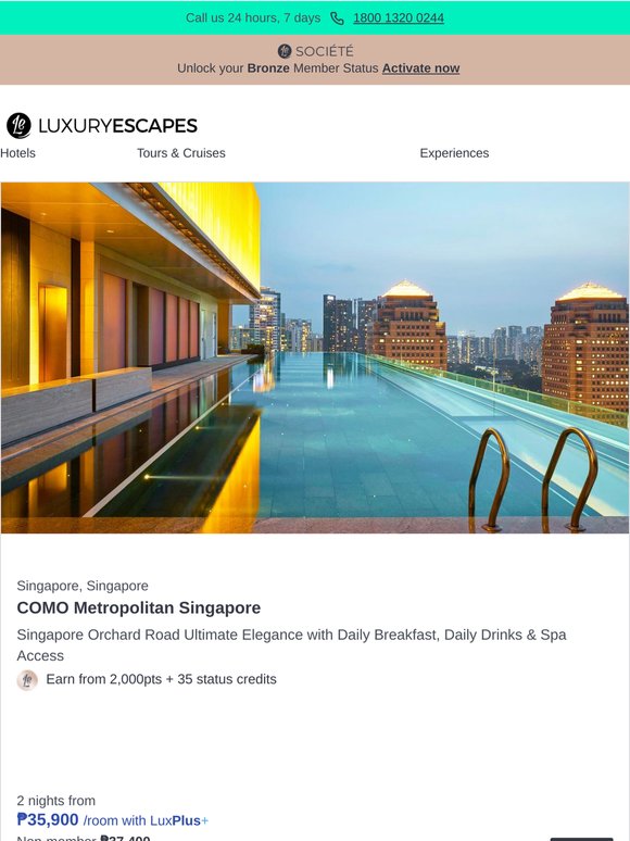 COMO Singapore Elegance on Orchard Road w. Daily Breakfast & Shambhala Spa