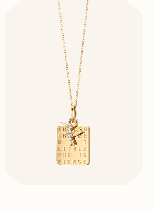 "She is Fierce" 18K Gold Necklace with Diamond