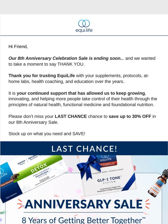 Last Chance: 8th Anniversary Celebration Sale