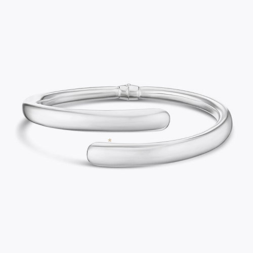 Sterling Silver Crossover Polished Chunky Bangle