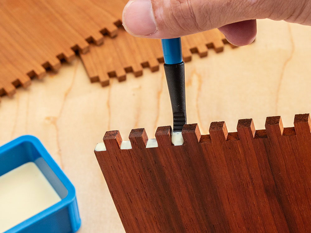 Adding glue to joinery